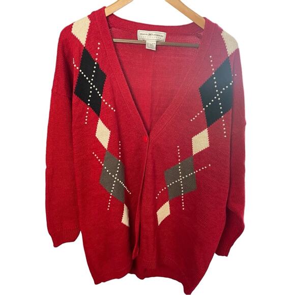 Vintage Maggie Lawrence Argule Cardigan, Y2K, Academic, Collegiate PLUS Sz 26 - Picture 1 of 5